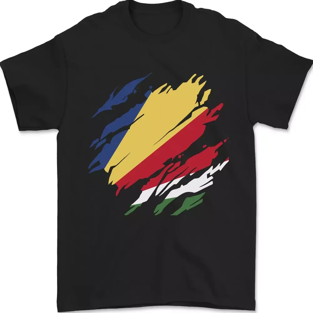 Torn Seychelles Flag Seychelles Day Football Mens 100% Cotton  Tees Y2K tops Unisex Summer Short Sleeve