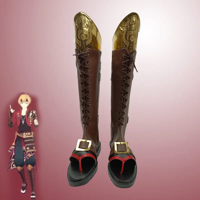 zapatos-de-cosplay-de-anime-genshin-impact-gorou-botas-largas-de-cuero-pu-marron-para-carnaval-de-halloween