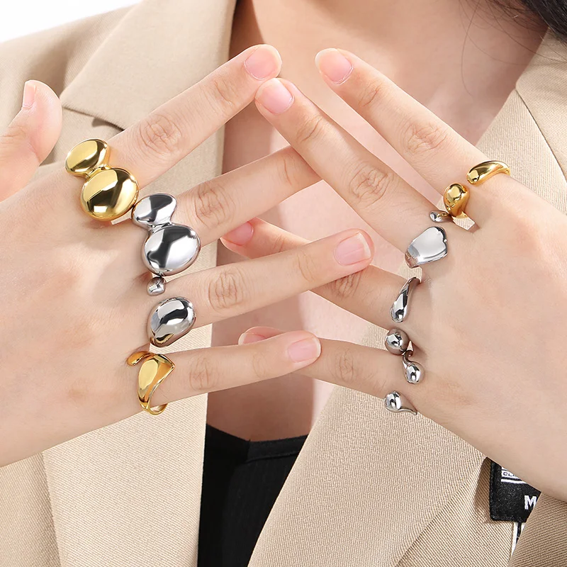 Simple Fashion Knuckle Stainless Steel Ring For Women Shiny Unique Charm Gold Silver Color Wedding Party Jewelry Gifts Wholesale