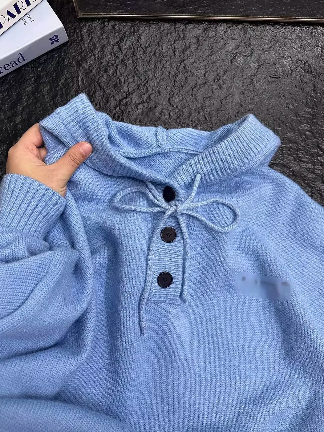 

Американский простой мягкий драпированный худи с узлом, женский осенне-зимний теплый свободный вязаный свитер с эффектом омоложения