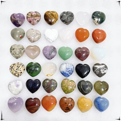 30MM Natural Crystal Heart Shape Statue Crystal Quartz Reiki Healing Love Ornament Carving Figurine Mineral Gem  Home Decor Gift