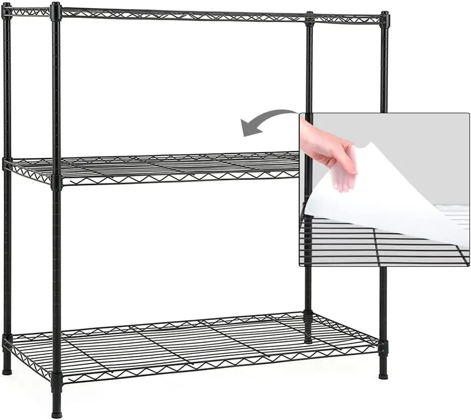 

3-Shelf Shelving Unit with Liners, Adjustable Rack, Steel Wire Shelves, Shelving Units and Storage for Kitchen and Garage