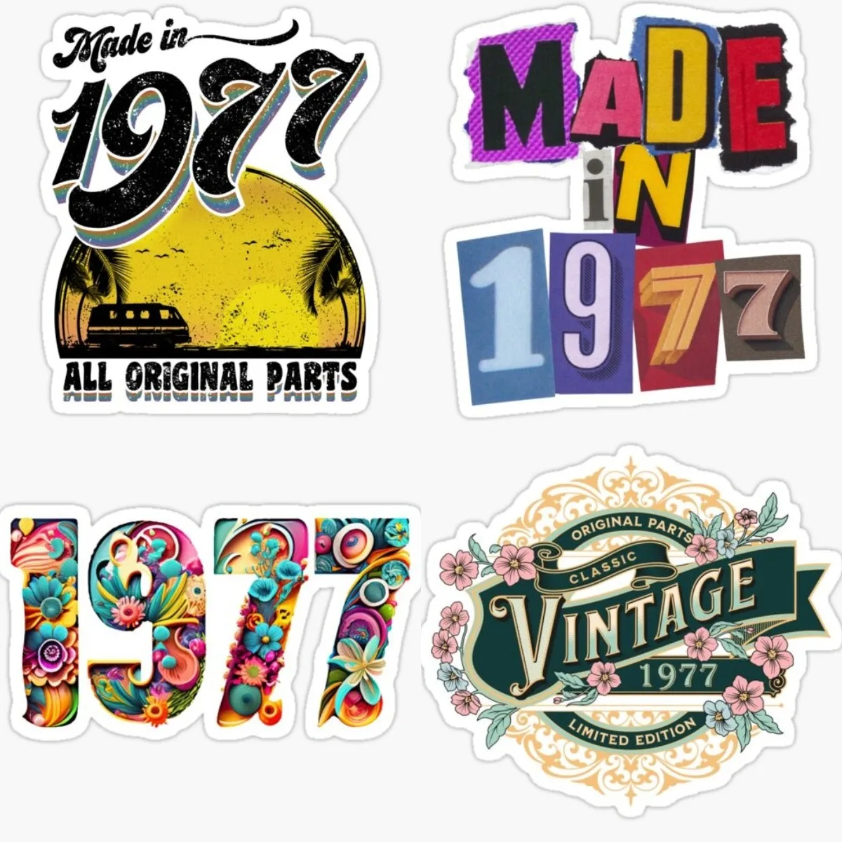 VINTAGE MADE IN 1977 Aged Retro Cafe Racer Style Vinyl Motorcycle car sticker Cute Off Road Accessories Camping Jdm Ornaments