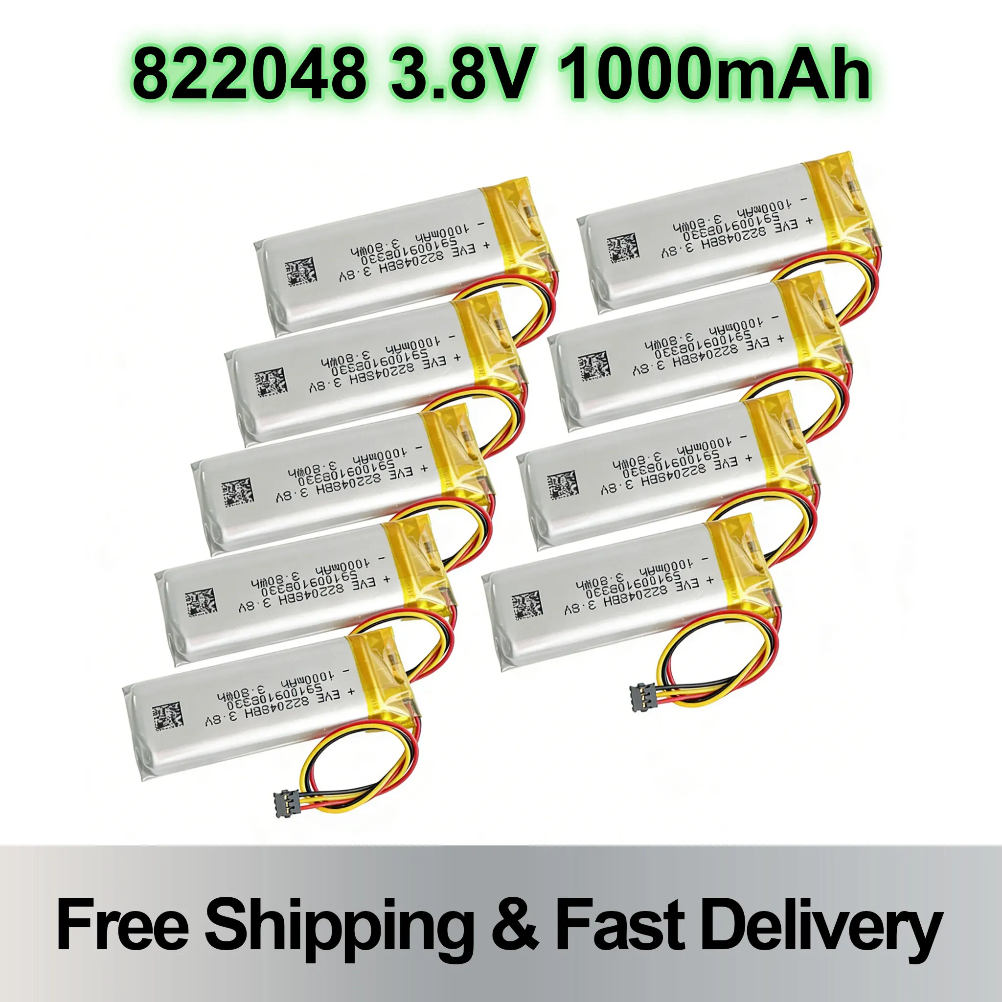 

3.8V 1000mAh 3.8Wh 822048 Lithium Polymer Battery JST 3Pin MX 1.2mm Plug Rechargeable For GPS Recorder Valve Index Controller