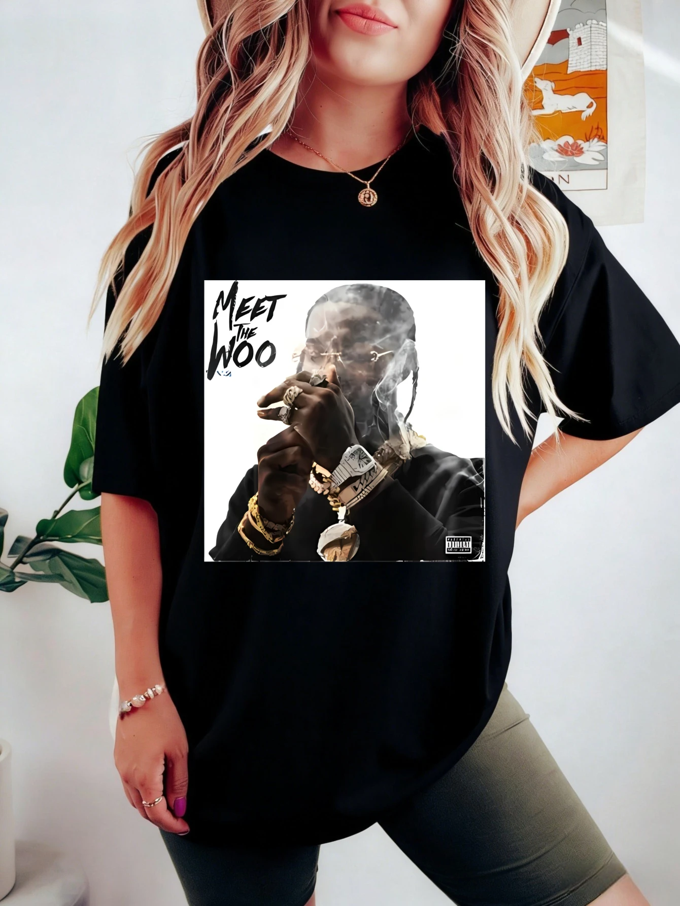 

womens t shirts Meet The Woo Graphic Oversized Cotton Casual Summer Streetwear Tee for Women
