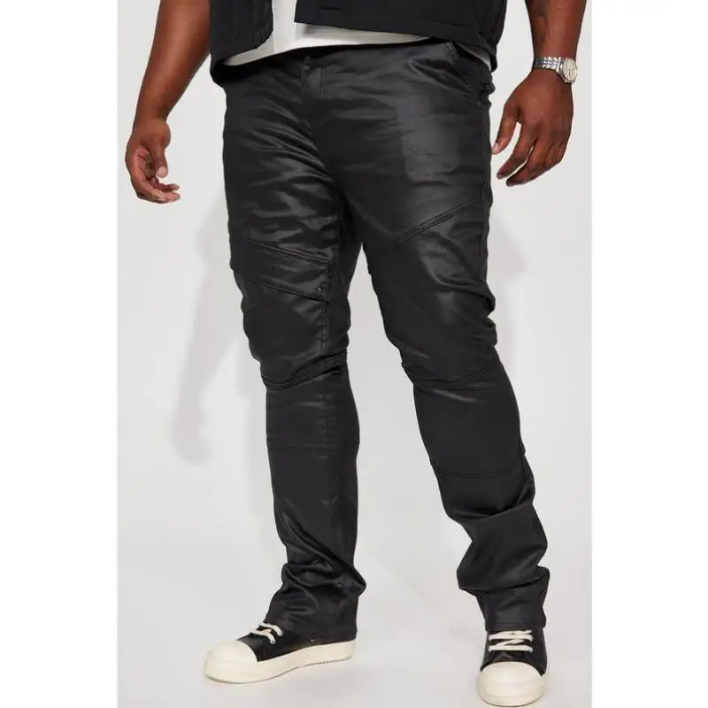 

Men's Casual Trousers High Waist Straight Leg Coated Sta Tight Fit Korean Sle Neutral High Waist Winter Collection