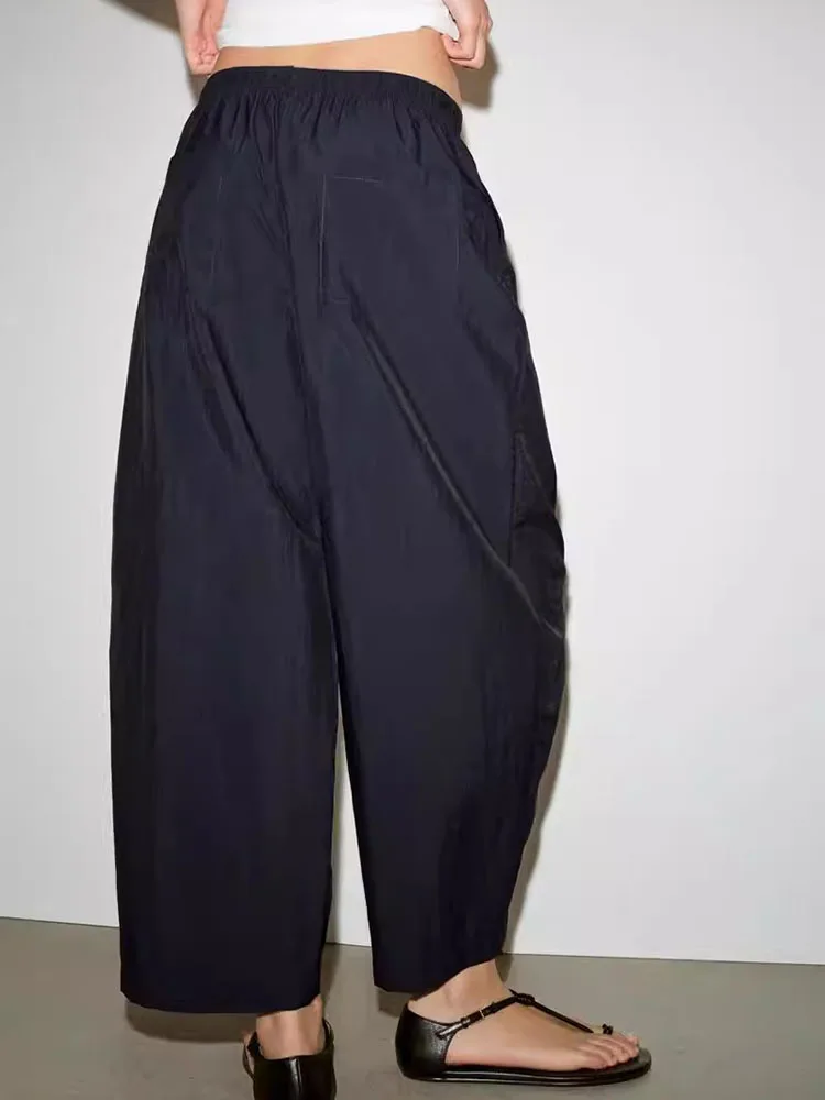 Spring New Arrival Women's Casual Elastic Waist Mid-Rise Bucket Pants Comfortable Fit Fashionable Chinese Style Trousers