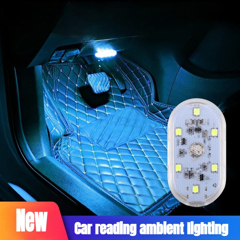 1Pc Car LED Atmosphere Light USB Charging Touch Sensor, Interior Roof Dome Map Reading Lamp Universal for Vehicles