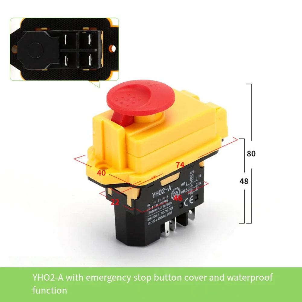 

Automatic Operation Push Button Switch Electromagnetic Switch 5-Pin Switch 67.5*41.5*78.7mm E-Stop Switch 250VAC Rated Voltage