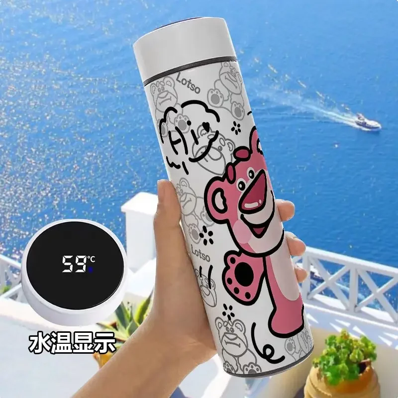 Lotso-Tasse à eau intelligente avec motif de dessin animé, grande capacité, portable, acier inoxydable, tasse isotherme, affichage de la température, drôle, mignon