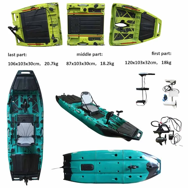 Detachable Pedal Kayak, 1-Person Sit-on-Top, Flap Pedal Drive, Motor Mount Ready, HDPE Hull, for Lake River Ocean Angling Tour