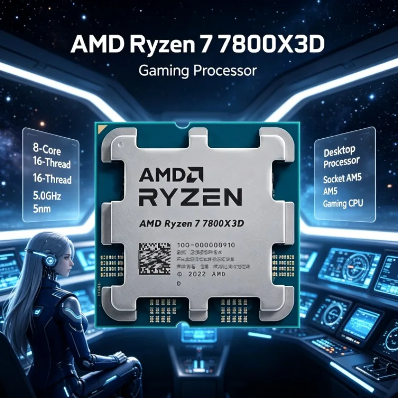 AMD R7 7800X3D CPU Processor 100-100000910 5nm 8-Core 16-Thread 5.0GHz 96M Cache Socket AM5