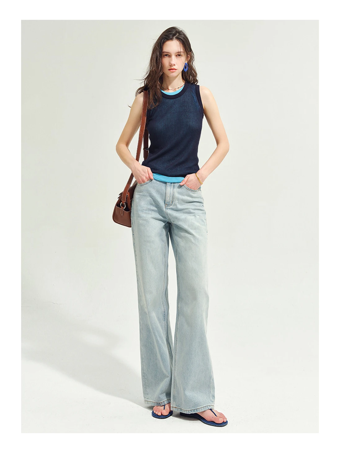 

Ultra-Thin Moonlight Washed Distressed High Waist Straight Leg Jeans Women's Loose Wide Leg Pants Spring Summer OWNSONG