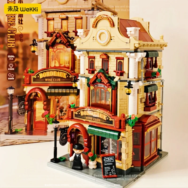 Wekki Baustein Bordeaux Wine Club Puzzle Miniatur Montage Bau Modell 3D Desktop Dekoration Kreative Geschenke Set