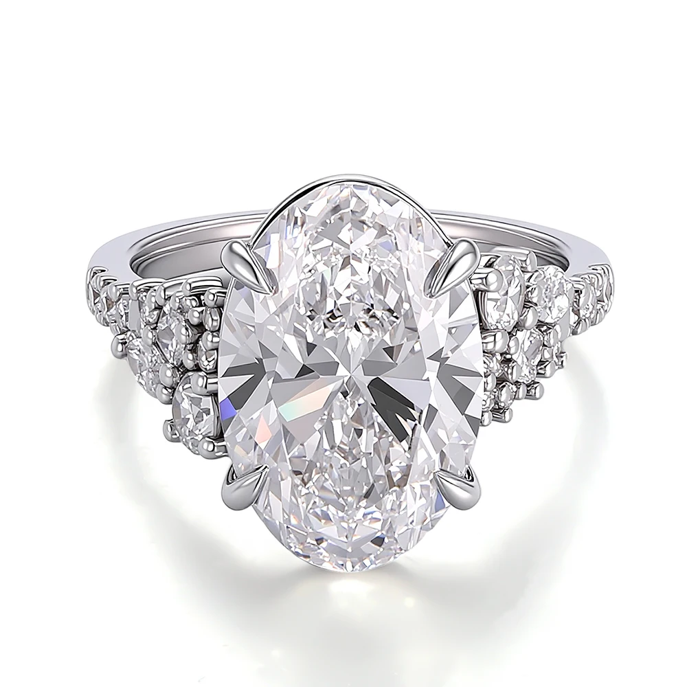 Provence Moissanite 7.5CT Engagement Rings for Women Oval Cut D Color 14K Solid Gold Anniversary Ring for Mother DIY Luxury Ring