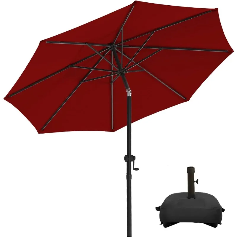 

10FT Patio Umbrellas with Base Included, 8 Sturdy Ribs, Fade Resistant Waterproof POLYESTER DTY Canopy for Garden, Lawn