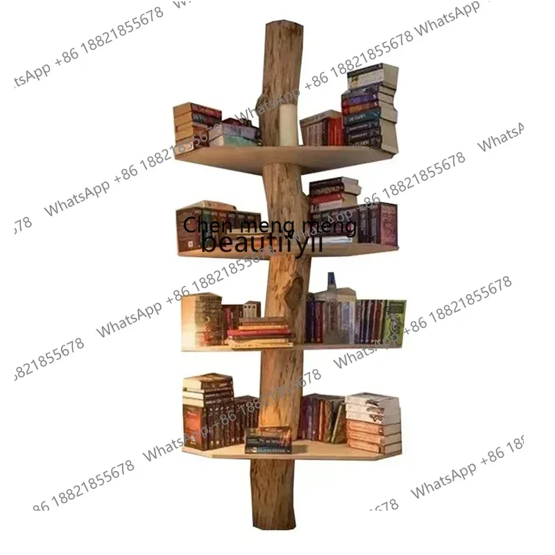 ss 8617 Tree solid wood living room baffle stake storage study combination bookshelf