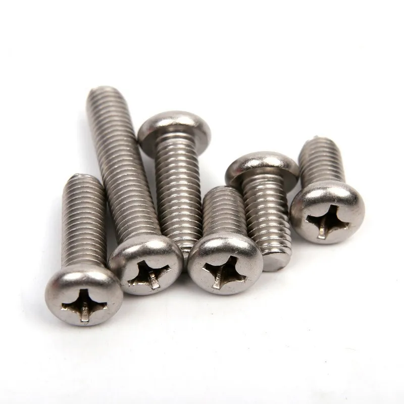 2/5/10/50pcs M1.6 M2 M2.5 M3 M3.5 M4 M5 M6 M8 GB818-85 A2-70 304 Stainless steel Cross Phillips Round Pan Head Screw Bolt