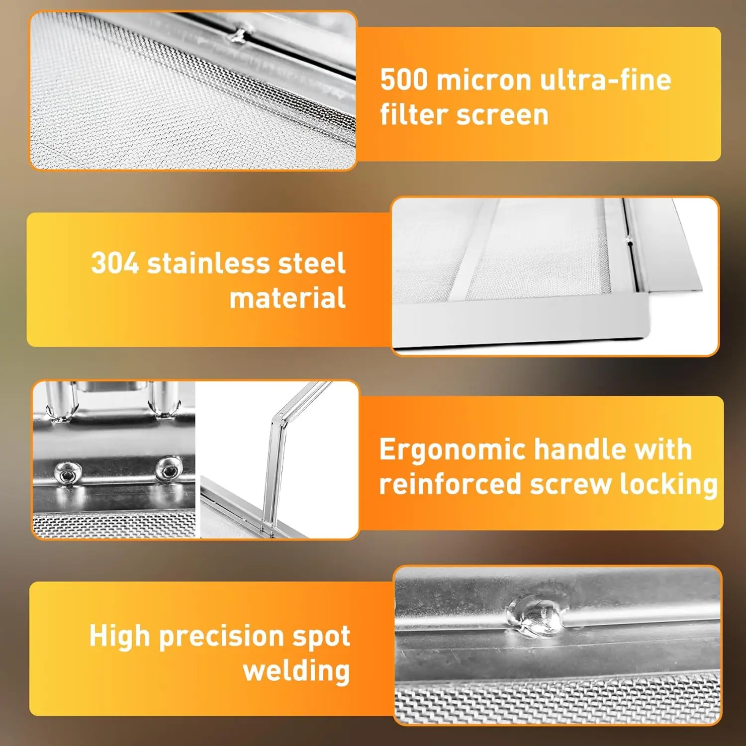 304 Stainless Steel Commercial Deep Fryer Filter, 500 Micron Mesh to Intercept Residue, Cleaner Performance in Restaurant