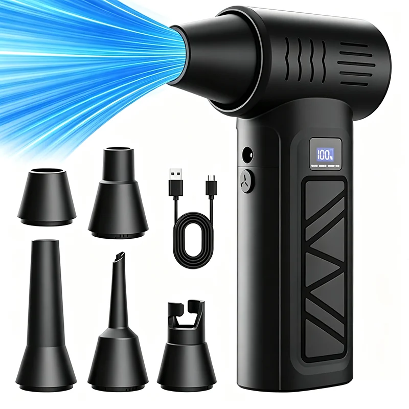130000RPM Powerful Air Blower Electric Air Duster Violent Jet Dry BlowerTurbo Fan Cleaning Kit for Car Snow, Auto Care, Grill