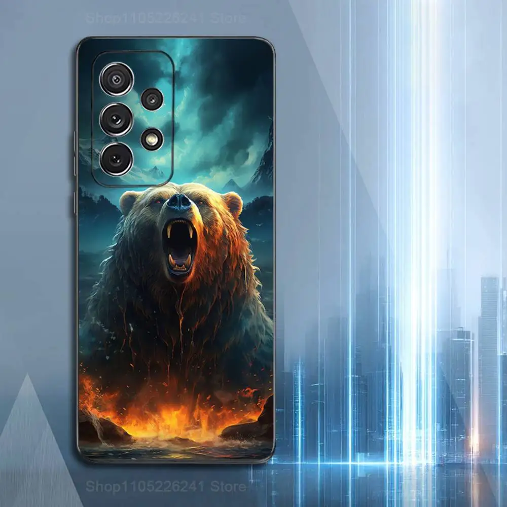 Animal Bear Ferocious Phone Case For Samsung S9,S10,S20,S10,S21,S25,S24,S23,Ultra,FE,Plus,Lite,Soft Silicone Black Cover