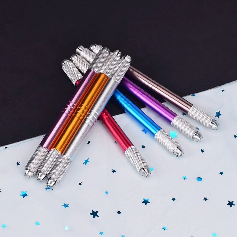 1 قطعة Microblading مزدوج الرأس دليل القلم ماكينة رسم الوشم التجميلي إبرة شفرة تجميل دائم المطرزة الحاجب الشفاه Tebori Munsu #1