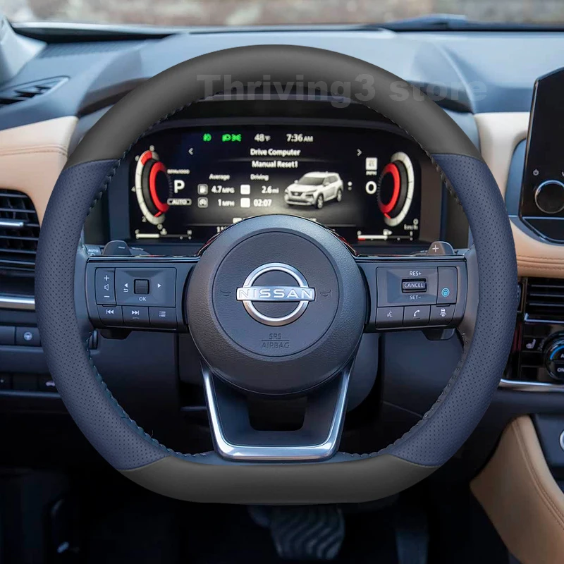 

Leather Car Steering Wheel Cover For Nissan x-trail Rogue Nismo e-power 2011-2026 Auto Steering Wheel Nissan x-trail Accessories