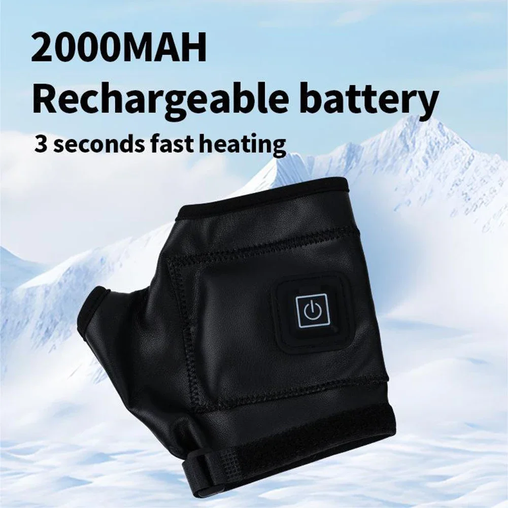 

Outdoor Sports Fingerless Heated Gloves Adjustable Temperature Gloves Black Adjustable Temperature Settings Innovative Design