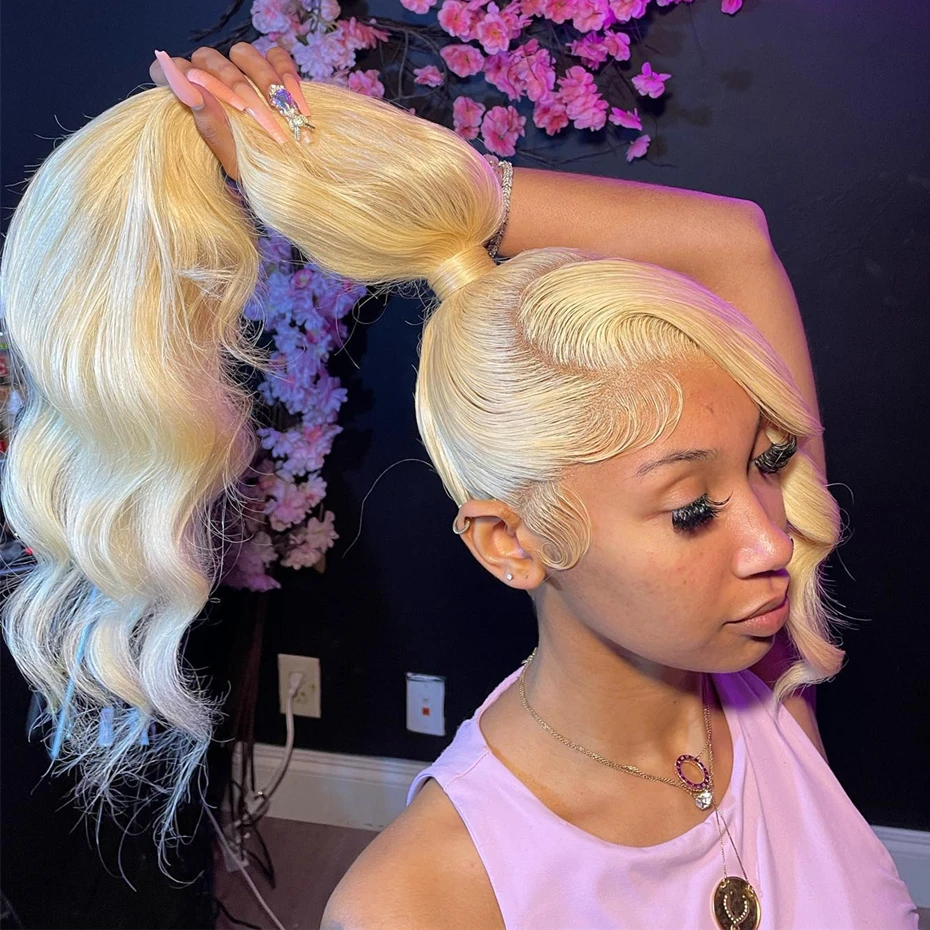 250% 300% High Density Bone Straight 13x4 13x6 HD Transparent Lace Front Human Hair Wigs For Women 613 Honey Blonde 360 Full Lace Wig Pre Plucked With Baby Hair