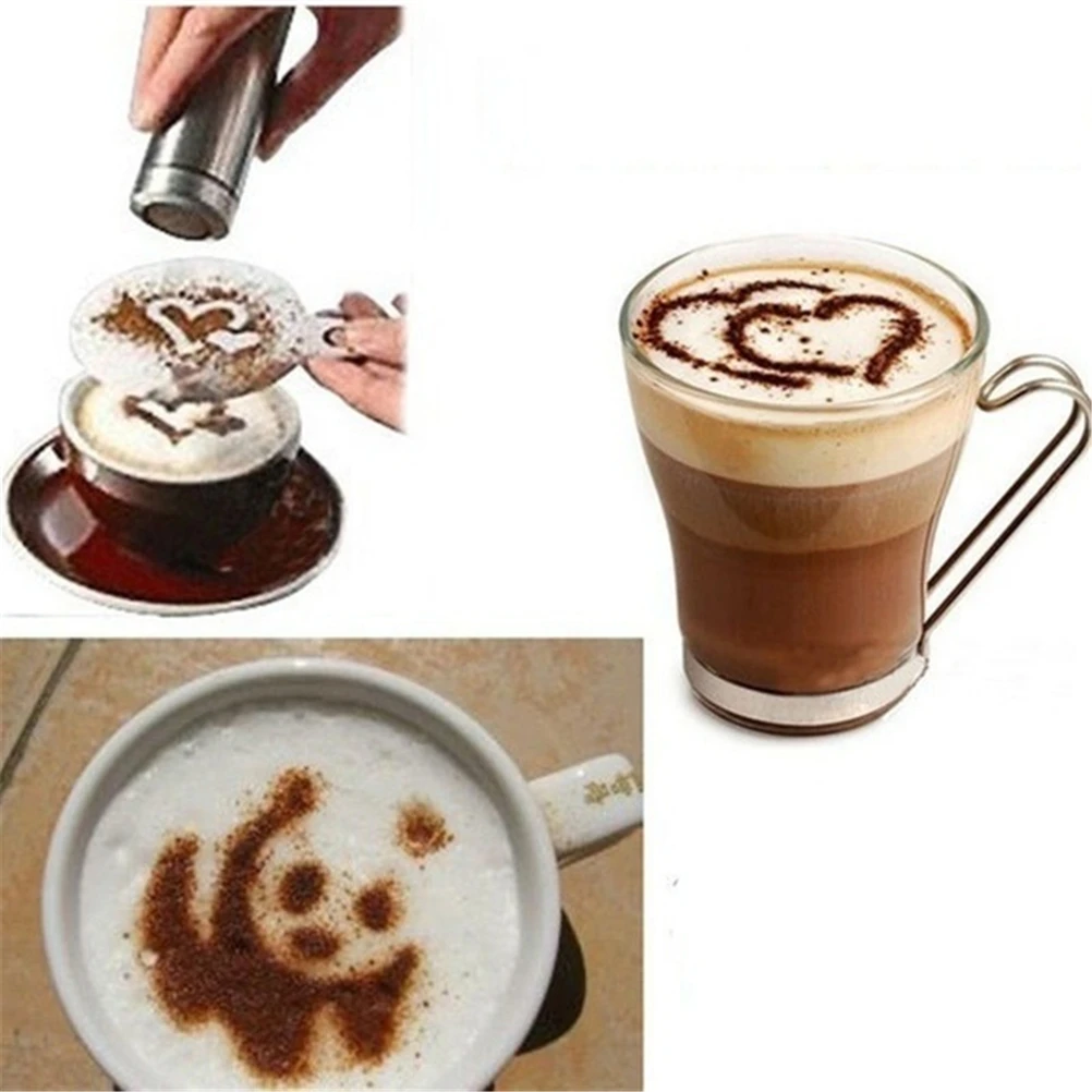 16 Pcs Coffee Stencils Set Reusable Plastic Cappuccino Foam Decorating Templates for Latte Art DIY with Multiple Patterns Mold