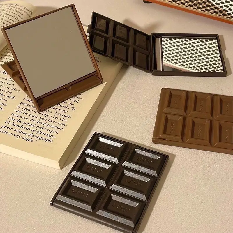 1PC Creative Chocolate Shaped Foldable Mirror Cute Personal Decor Lightweight Pocket Portable Compact Makeup Mirror