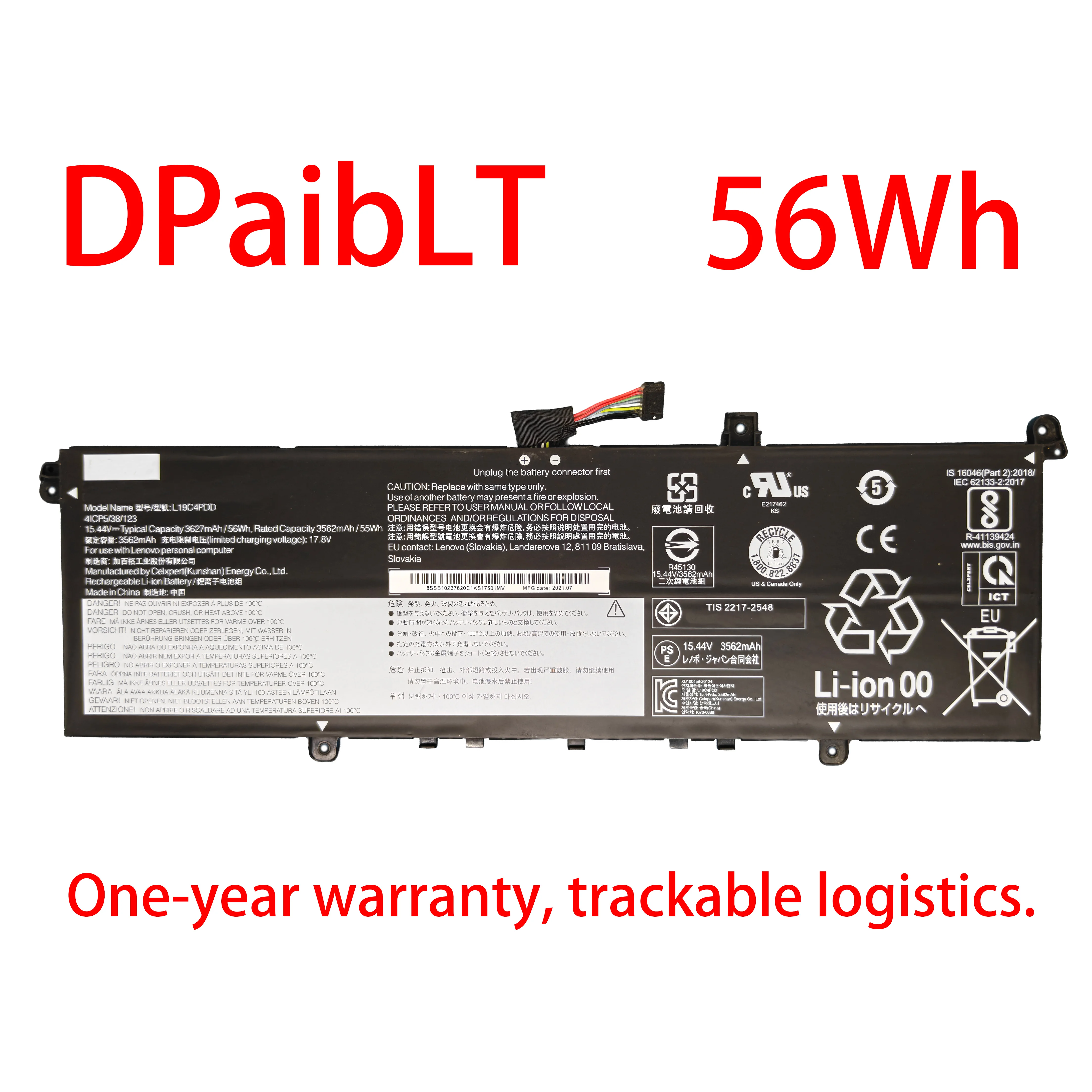 

DPaibLT NEW 56Wh L19C4PDD L19D4PDD L19M4PDD LAPTOP BATTERY For Lenovo 5B10Z37621 SB10Z37619 5B10Z37617 ThinkBook 13S 14S G2 ITL