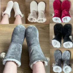 Winter Adult Men And Women Thick Warm Floor Shoes High Tube Non-Slip Indoor Cotton Shoes Plush Home Slippers Shoes Women