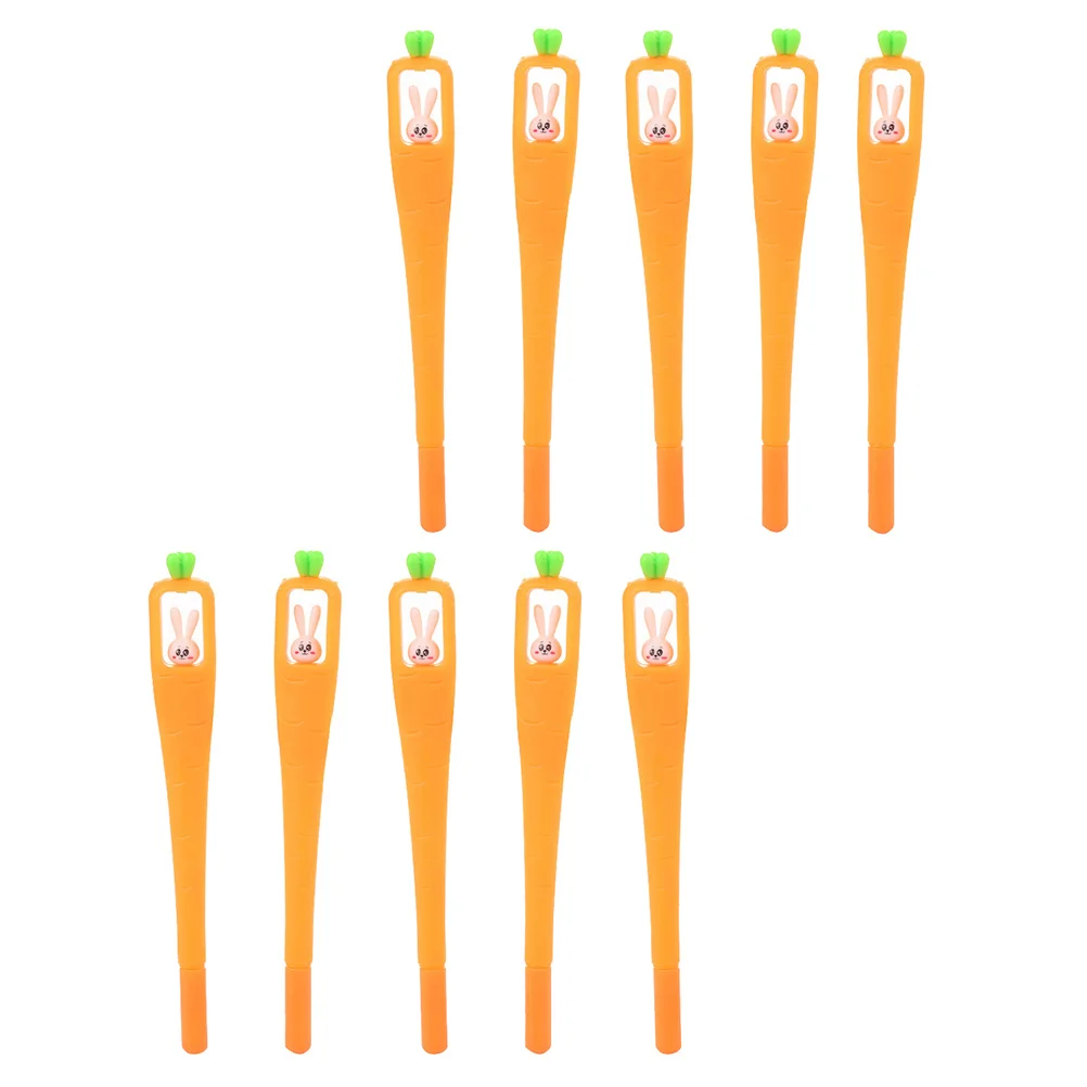 10pcs Carrot Rabbit Gel Ink Pen 0.5Mm Plastic Roller Ballpoint Writing Instrument For School Office Stationery Student Gift