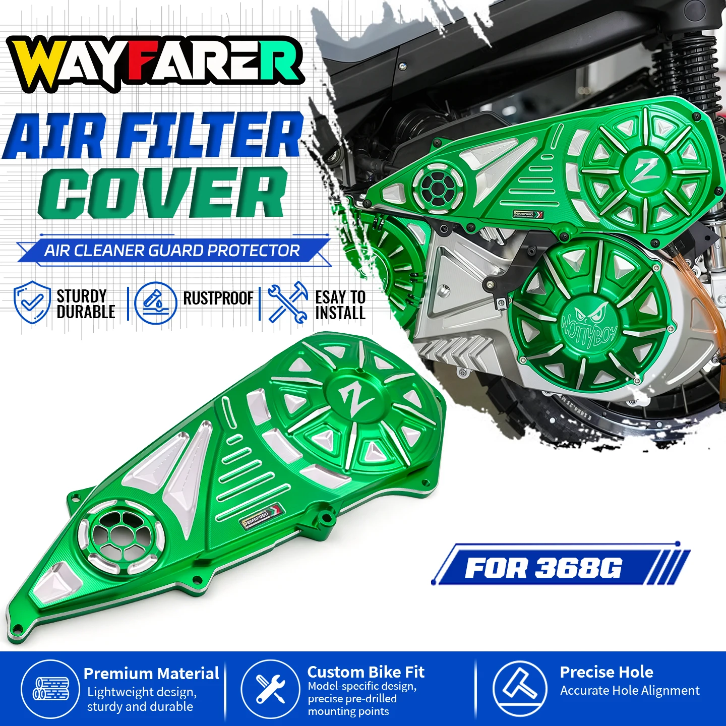Air Filter Cover for 368G 368 G D E K 2024-2026 Motorcycle CNC Aluminum Air Cleaner Case Cap Modification Accessories