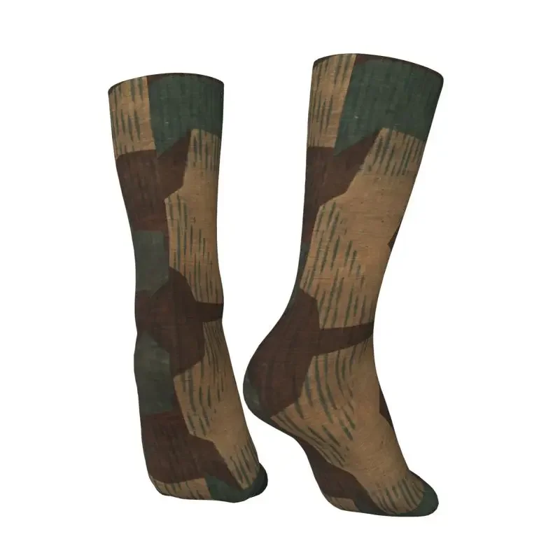 Y2K Splintertarn German WW2 Camouflage Men Women Crew Military Army Tactical Camo Spring Summer Autumn Winter Dress Socks