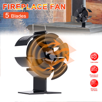 Mini Stove Fan 5 Blade Heat Powered Fireplace Fan Log Wood Burner Eco Quiet Stove Fan Heater Home Efficient Heat Distribution