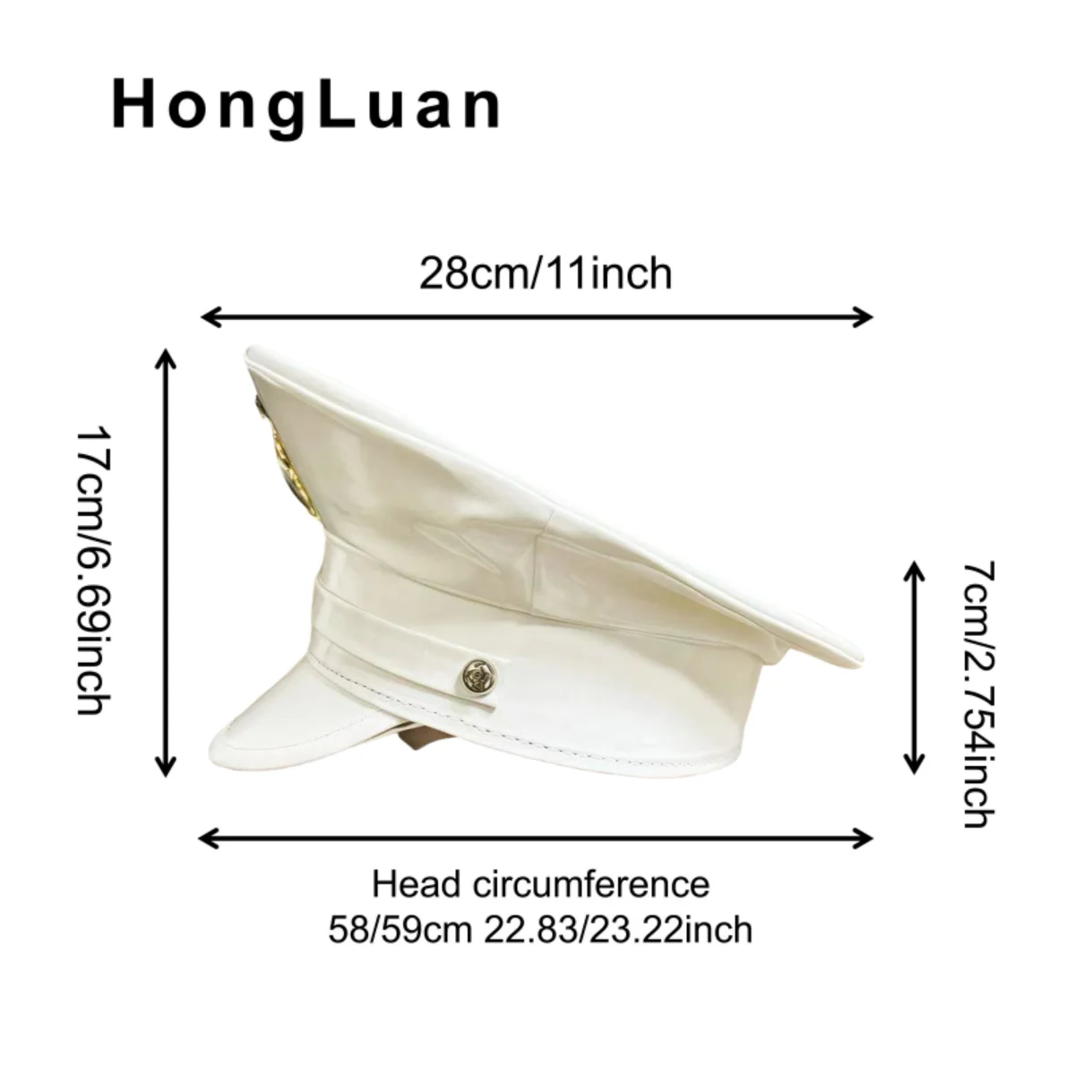 HongLuan レーザーレザーキャプテンハット ラインストーン＆ミリタリーキャップ 女性用、レイブフェスティバルアクセサリー＆パーティーキャップ 男性コスプレ用