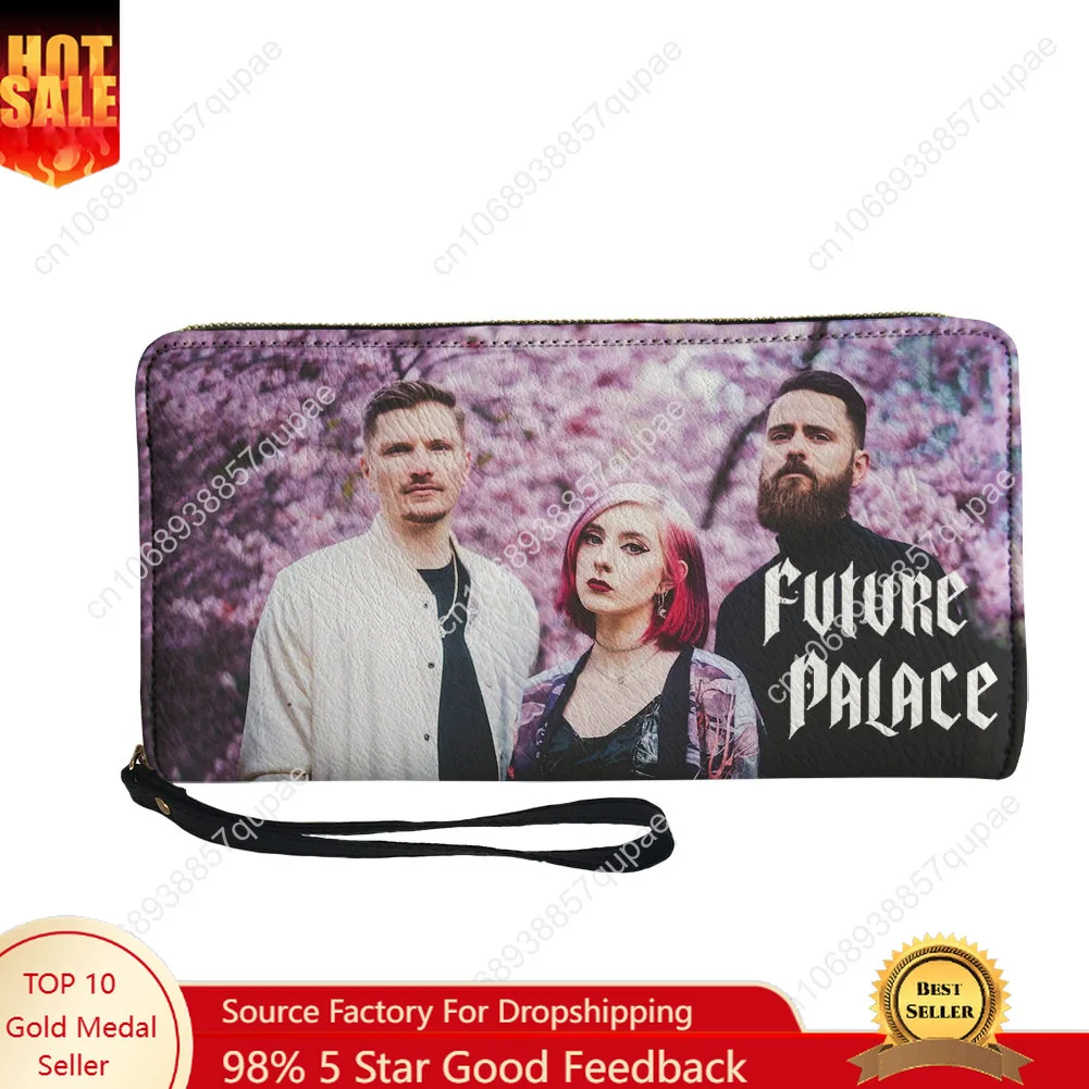 

Future Palace Rock Band Custom Wallet Purse Mens Womens Teenagers Zipper Long Wallets Double Print Portable Wallet Gift Bag