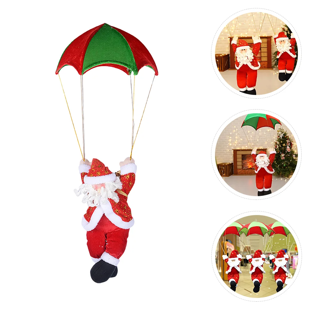 Skydiving Santa Child Plush Figure Toys Christmas Hanging Ornament Cloth Claus Parachute Decor