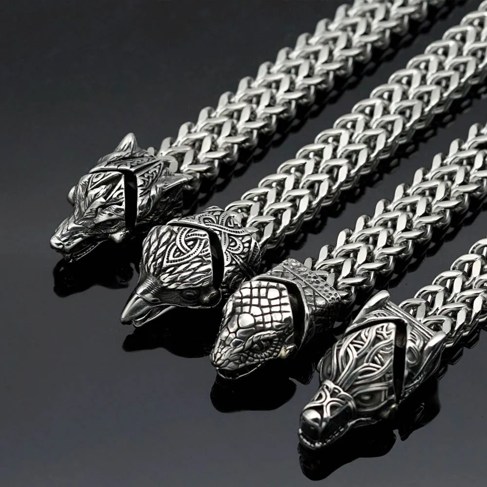 

Vintage Viking Wolf Bracelet Men Punk Unique Fashion Animal Nordic Viking Bracelet Stainless Steel Charms Jewelry Dropshipping