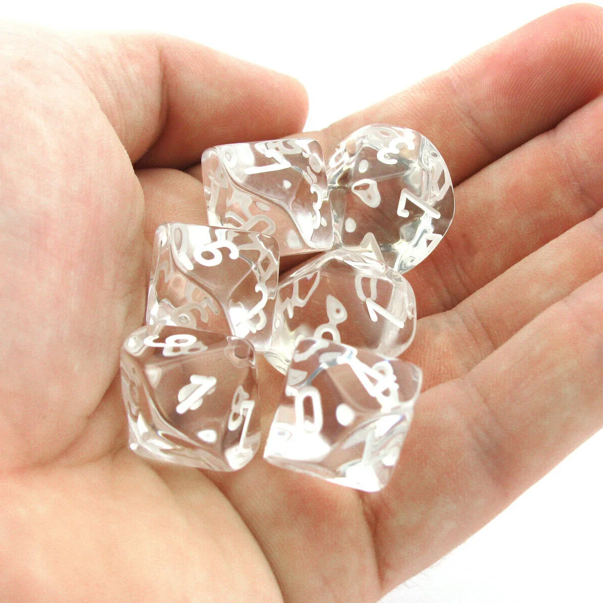 7Pcs Dice Set d4 d6 d8 d12 d20 Clear Transparent Polyhedral Effect Multi Sided Dice Role 1 2 3 4 5 6 Table Games