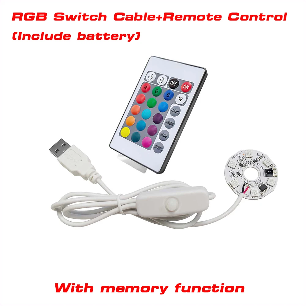 DC5V Low Voltage Colorful Gradient LED RGB light board With 1Meter White USB Switch Cable and Remote control (Include battery)