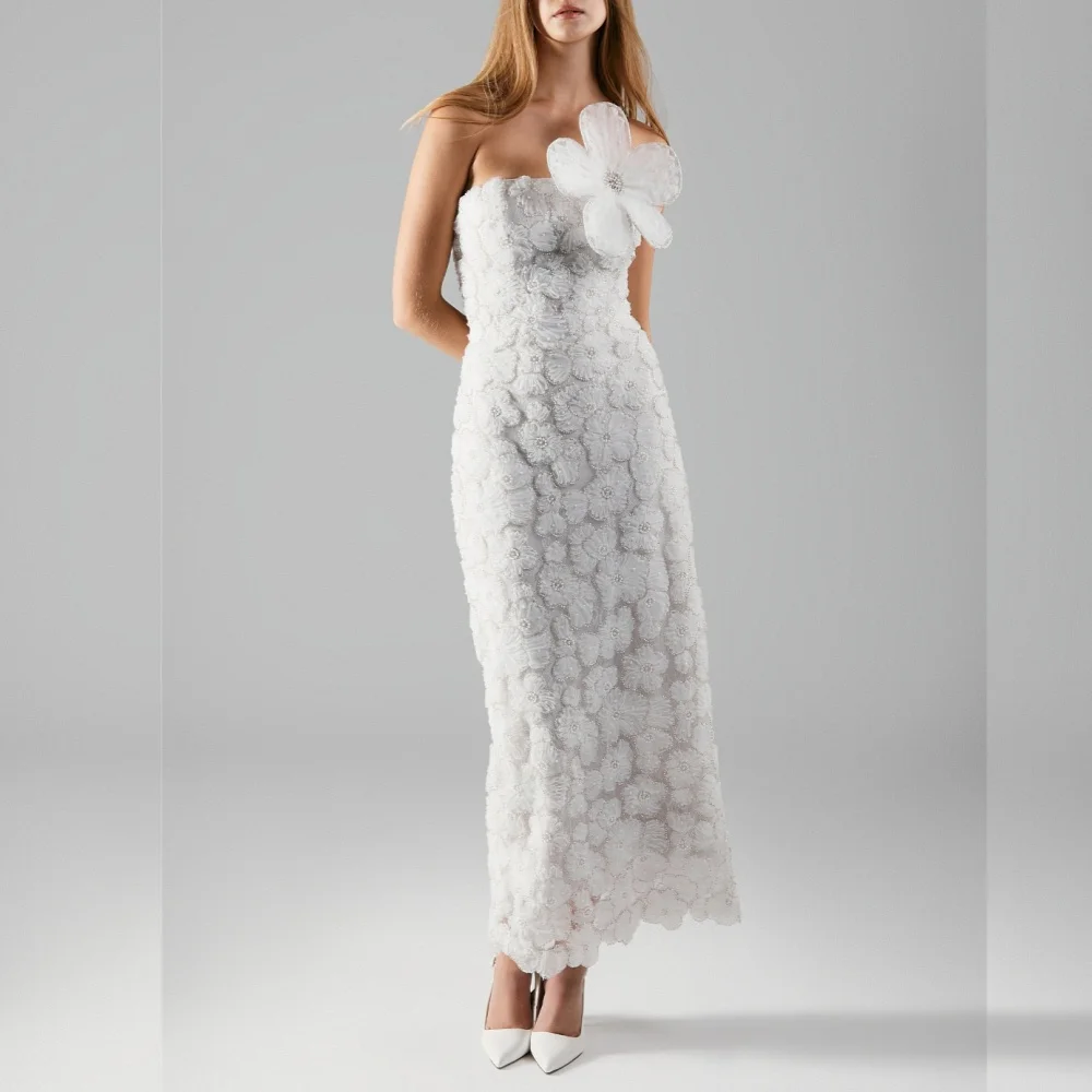 Customized Grace High Quality Strapless Straight Evening Midi Dresses Bespoke Occasion Elegant Wedding Party Gown
