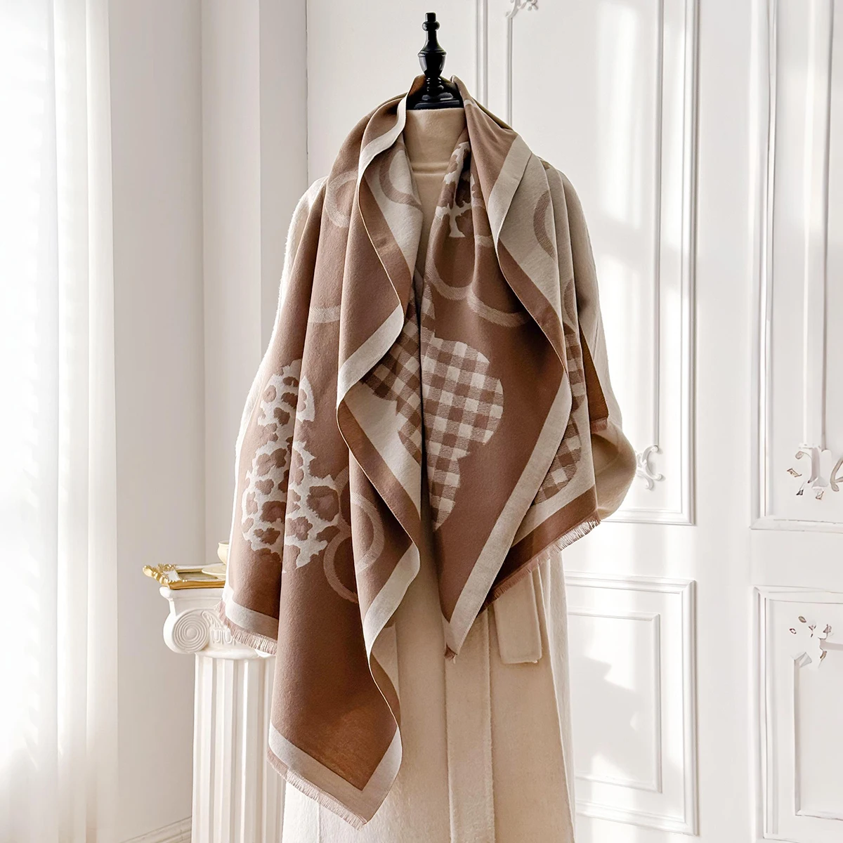 

Роскошный брендовый кашемировый шарф, женская зимняя шаль и накидки, дизайнерские шапки 2025 года, толстое одеяло, палантины Bufanda, Echarpe Femme, пашмина