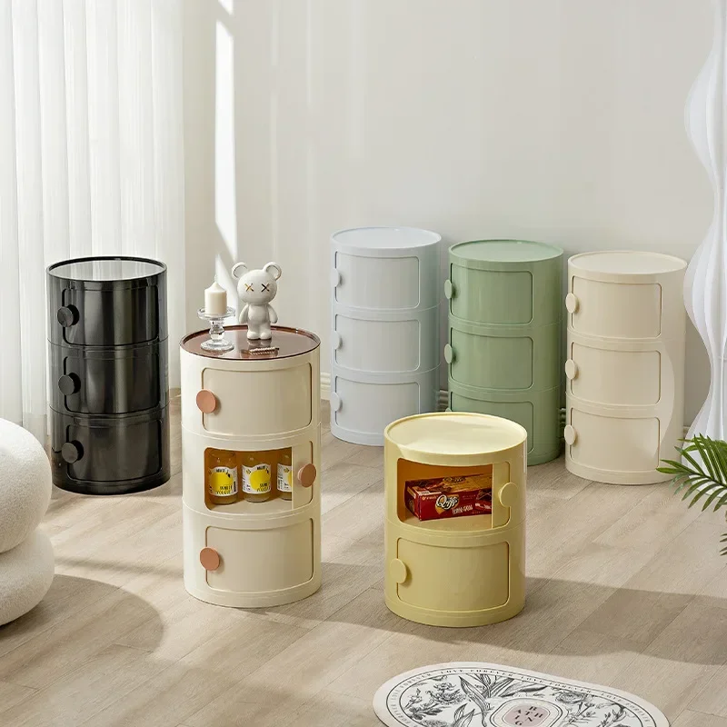 

Nordic Bedside Table Round Home Simple Creative Bedroom Storage Cabinet Internet Celebrity Plastic Cartoon Ins Small Cabinets 0