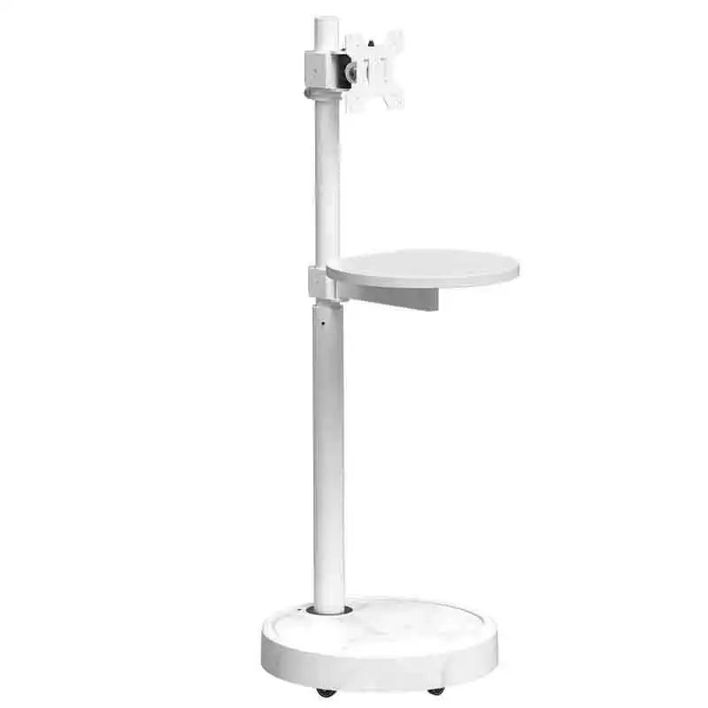 Cream White Display Portable Screen Machine Floor Stand, Free Moving Base with Wheels Height Lift