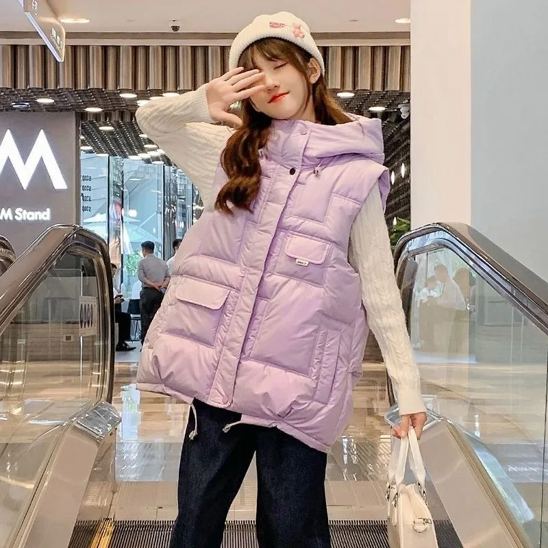 

2025 Winter New Girls' Plus Size Heavyweight Down Vest Trendy Outerwear for Big Kids Autumn Wear
