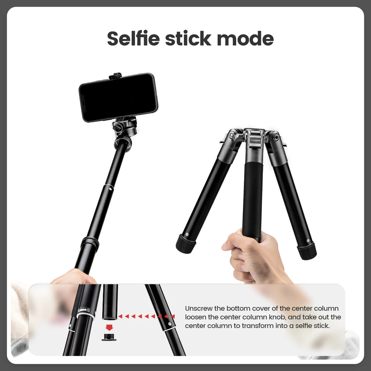 Fotopro 152CM Lightweight Compact Travel Tripod for Camera Phone Mount Detachable Selfie Stick Free-1