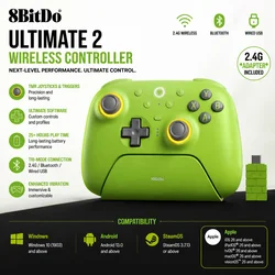 8BitDo Ultimate 2 controlador de juego inalámbrico 2,4G Gamepad Joystick con base de carga para PC Windows Steam Android accesorio de juego